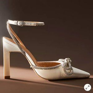 Tony Bianco Elsie Heels - White - Size 8.5 Bridal Shoe - Pointed Toe Crystal